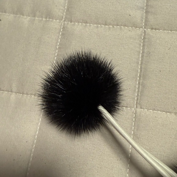 Black Mink Fur Hat&  White lambskin genuine leather main image 10